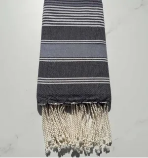Fouta Dina ardoise, bleu horizon avec rayures 2
