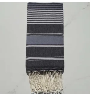 Fouta Dina ardoise, bleu horizon avec rayures