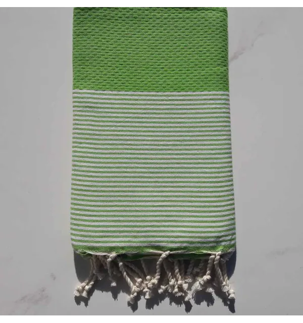 Fouta nid d'abeille vert prairie 