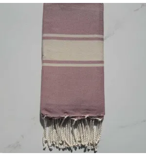 Fouta Plate rose violacé rayée écru