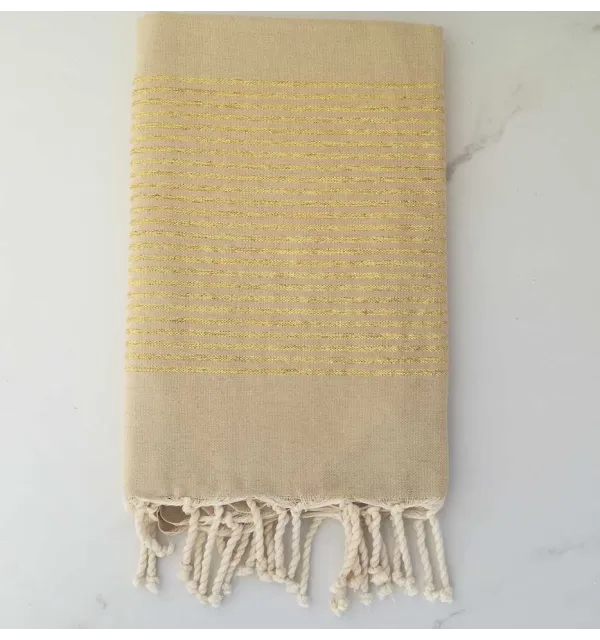Fouta lurex taupe clair 