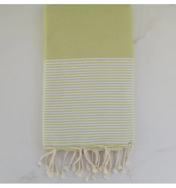 Fouta nid d'abeille vert pistache 
