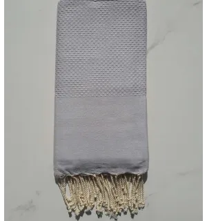 Fouta nid d'abeille unie bleu lavande 