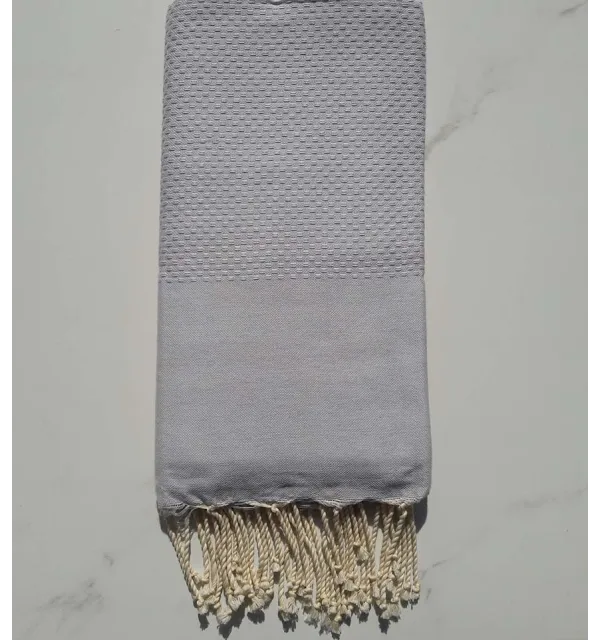 Fouta nid d'abeille unie bleu lavande 