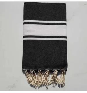 Fouta Plate gris noir 