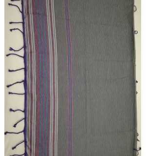 Fouta arabesque violet pale rayée gris anthracite 2
