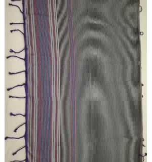 Fouta arabesque violet pale rayée gris anthracite 2