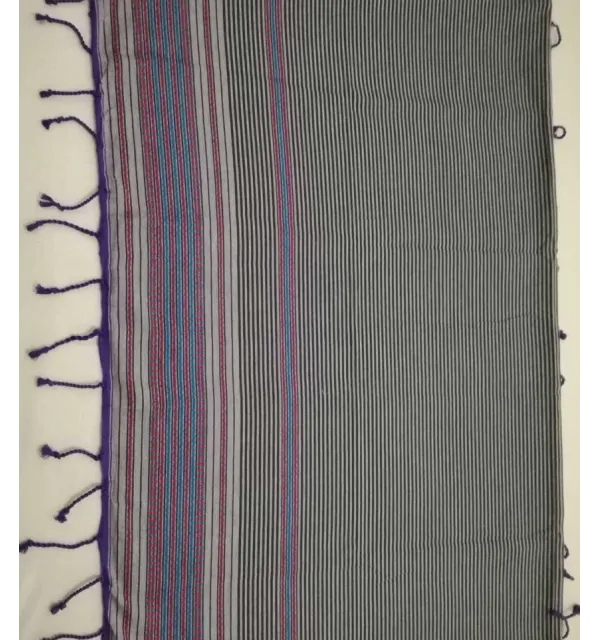 Fouta arabesque violet pale rayée gris anthracite 