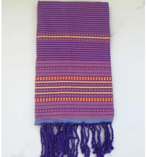 Fouta arabesque rose foncé rayée violet
