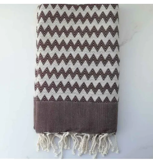 Fouta zigzag marron 