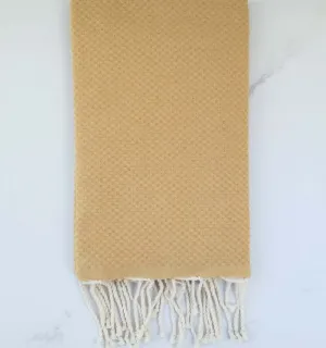 FOUTA nid d'abeille unie jaune ocre 