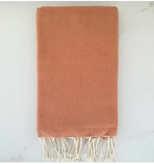 FOUTA Nid d'abeille unie abricot 