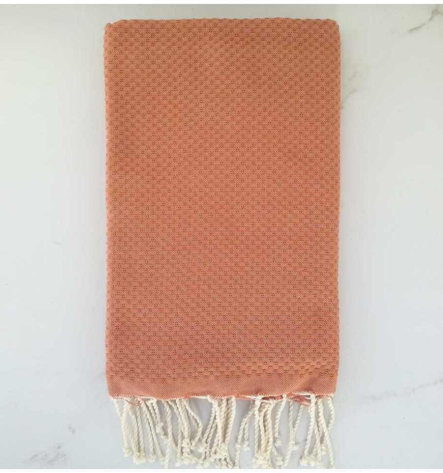 FOUTA Nid d'abeille unie abricot