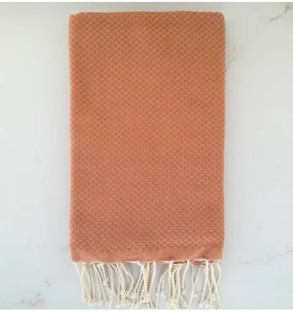 FOUTA Nid d'abeille unie abricot 