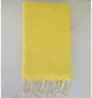 FOUTA Nid d'abeille unie jaune fluo 