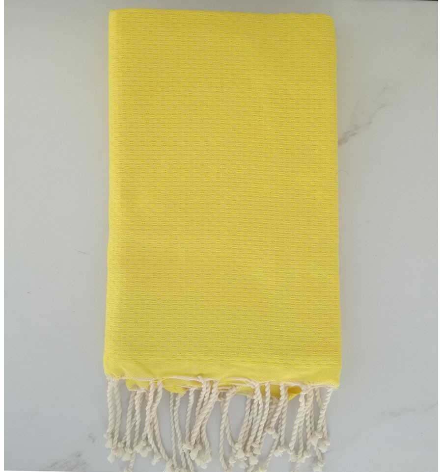 FOUTA Nid d'abeille unie jaune fluo