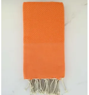 Fouta nid d'abeille unie orange clair 