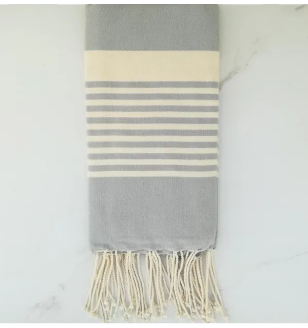 Fouta arthur bleu pale rayée blanc 