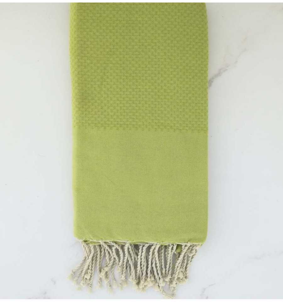 Fouta nid d'abeille unie vert pistache