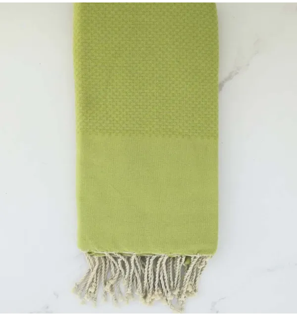 Fouta nid d'abeille unie vert pistache 