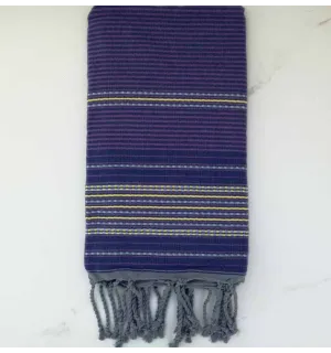 Fouta arabesque bleu marine