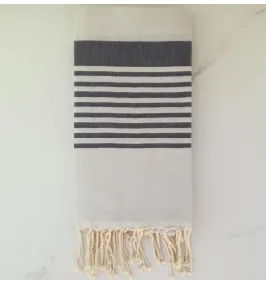 Fouta arthur greige rayée ardoise 