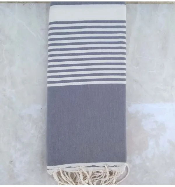 JETÉ GRIS BLEU AVEC RAYURES 