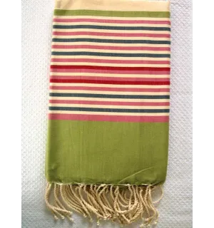 Fouta Plate ziwane à rayures  vert