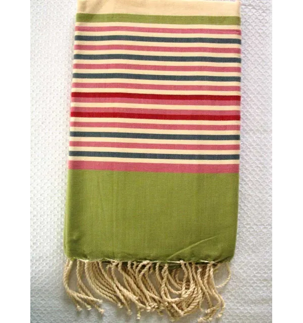 Fouta Plate ziwane à rayures vert 