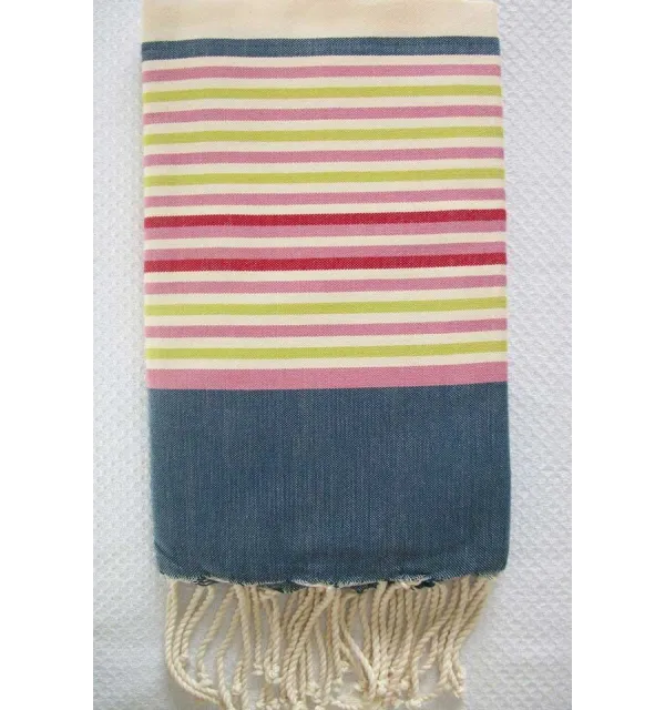 Fouta Plate ziwane 5 couleurs bleu jean 