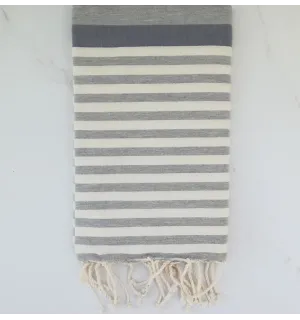 Fouta Plate ziwane gris et blanc crème