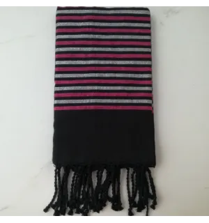 Fouta Lurex plate noir, rose et argenté 