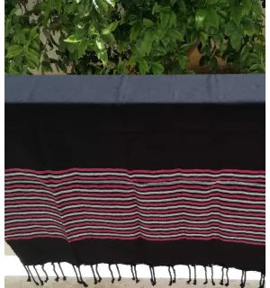 Fouta Lurex plate noir, rose et argenté 2