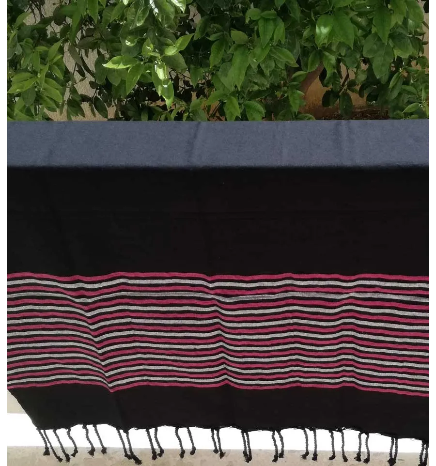 Fouta Lurex plate noir, rose et argenté 