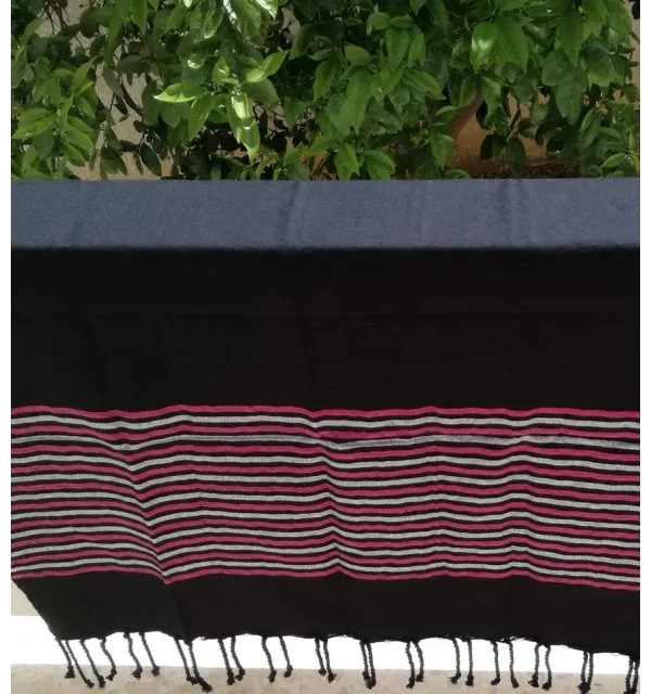 Fouta Lurex plate noir, rose et argenté 
