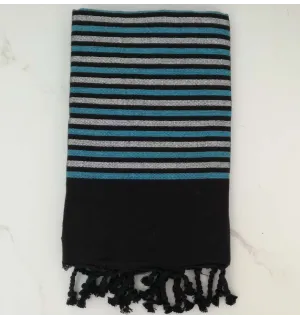 Fouta Lurex plate noir, bleu et argenté 