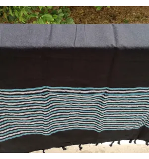 Fouta Lurex plate noir, bleu et argenté 2