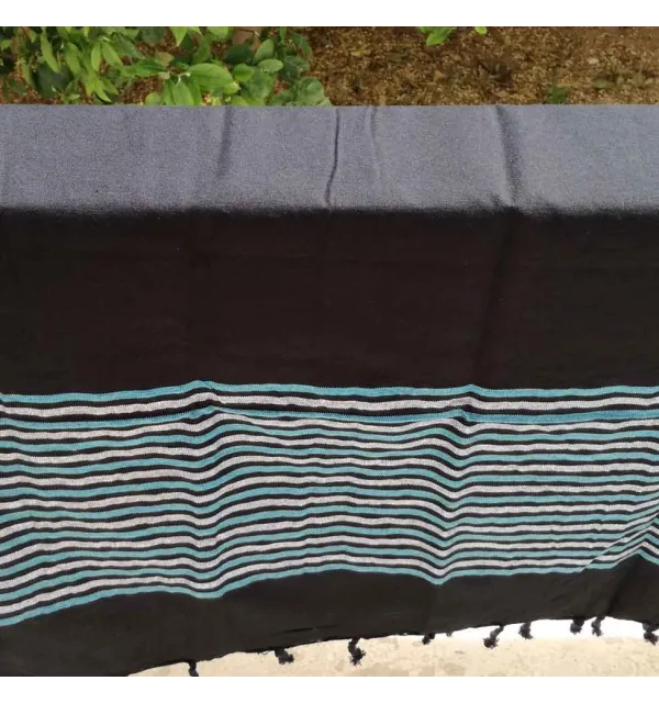 Fouta Lurex plate noir, bleu et argenté 