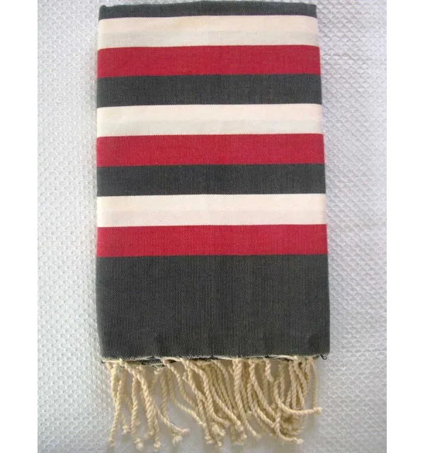 Fouta ziwane multicolore gris rouge 