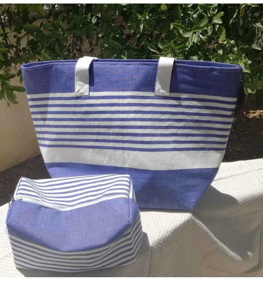 Sac de plage fouta bleu jean