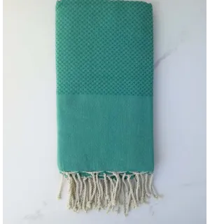 FOUTA Nid d'abeille unie vert malachite 