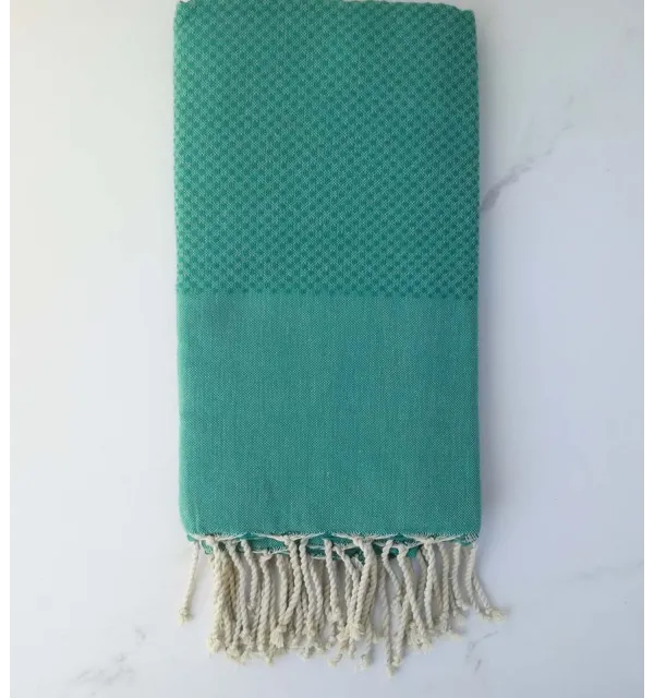 FOUTA Nid d'abeille unie vert malachite 