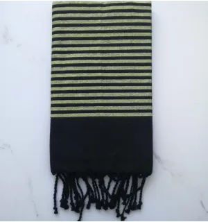 Fouta Lurex plate noir et vert 