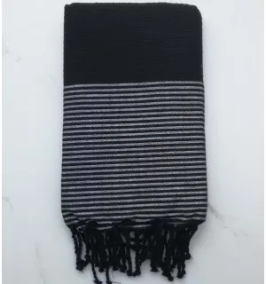 FOUTA Lurex NID D'ABEILLE noir avec lurex argenté 