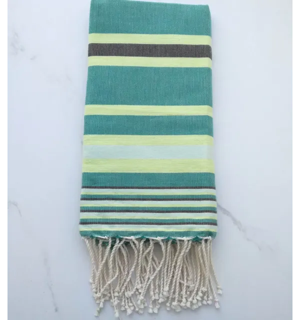 Fouta Dina vert avec rayures 