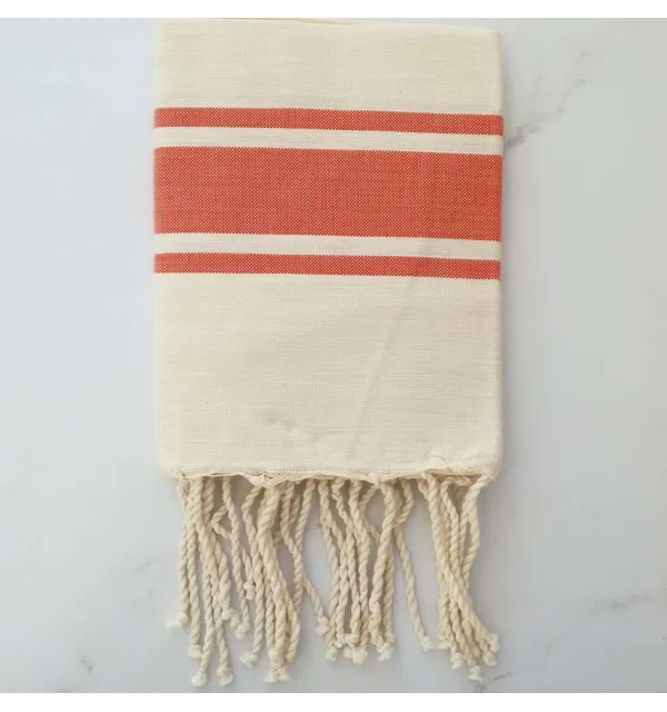 Enfant blanc crème avec rayures orange 