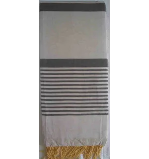 Jeté Gris perle rayée gris anthracite 