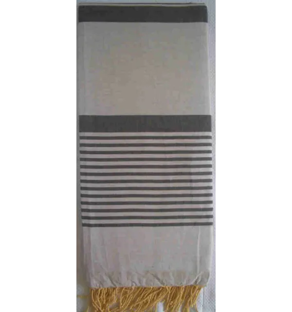 Jeté Gris perle rayée gris anthracite 