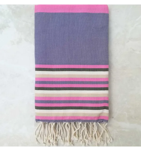 Fouta Plate 5 couleurs mauve, rose, beige, blanc crème et vert 