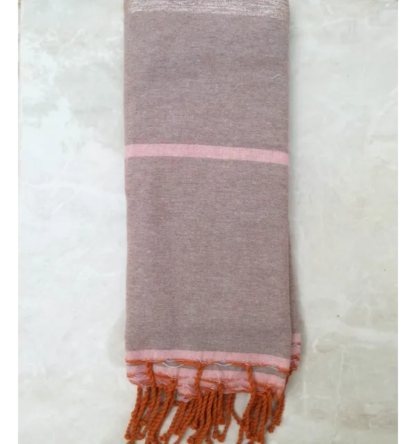 Jeté taupe clair et rose avec lurex 1.5m*2.5m 